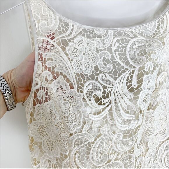Aidan Mattox Cream Lace Overlay Women’s Fit/Flare Formal/Cocktail Dress Sz 4 - Picture 4 of 16